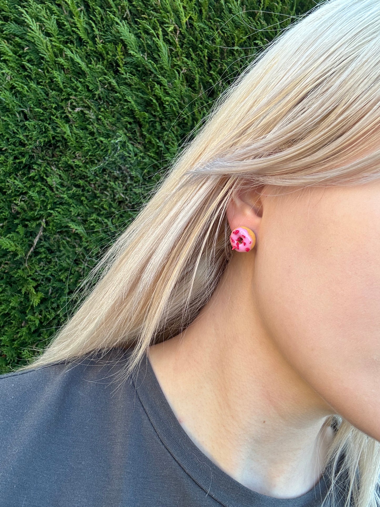 Strawberry Ring Donut Earring Studs